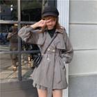 Button Trench Jacket / Mini Pleated Skirt
