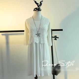 Lace Panel Chiffon Strappy Dress