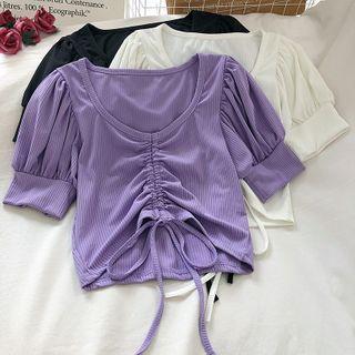 Plain Drawstring Crop Top
