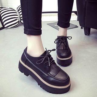 Fringed Lace-up Platform Shoes