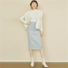 Wool Blend Patterned Midi Skirt