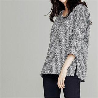 3/4-sleeve Tweed Top