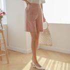 Seam-trim Wide-leg Linen Shorts
