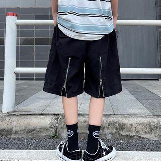 Cargo Zip Accent Straight Cut Shorts