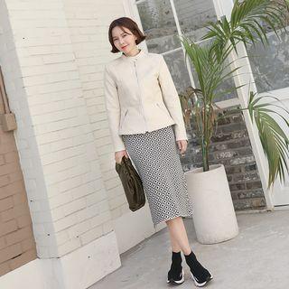 Pattern Knit H-line Midi Skirt