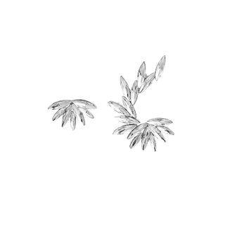 Wings Rhinestone Asymmetrical Alloy Earring 1 Pair - E4688-3 - Silver - One Size