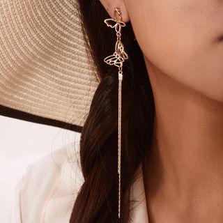 Alloy Butterfly Fringed Earring 1 Pair - 8629 - One Size