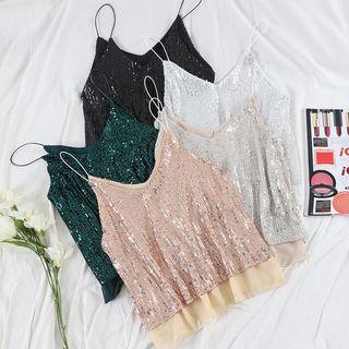 V-neck Sequin Camisole Top