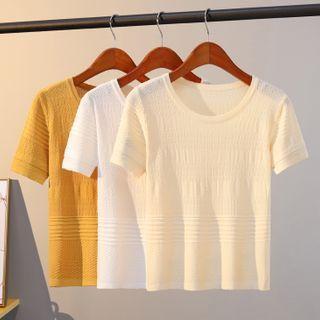 Crinkle Short-sleeve Knit Top