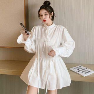 High-waist Plain Dress White - One Size