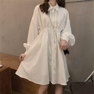 Lantern-sleeve A-line Shirtdress