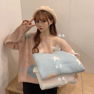 Stars And Moon Print Sweater