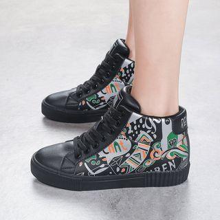 Bow Accent Lace Up High Top Sneakers
