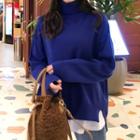 Turtle-neck Punched Sweater