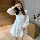 Plain V-neck Long Blouse/ Undershorts