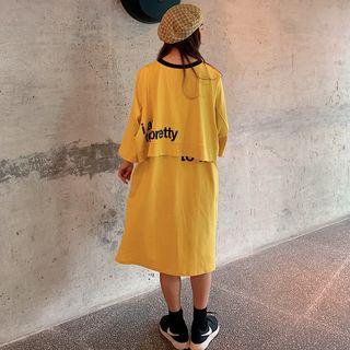 Mock Two-piece Letter Print T-shirt Dress