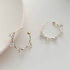 Crystal Bead Hoop Earring 1 Pair - S925 Silver Needle - Gold - One Size