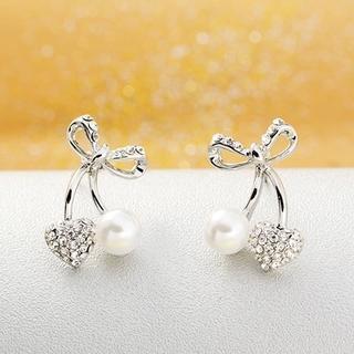 Jeweled Bow-accent Earrings