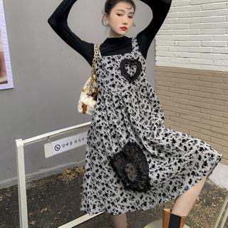 Floral Midi A-line Overall Dress