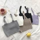 Plain Striped Sleeveless Knit Top