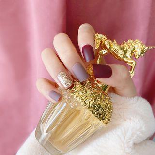 Matte Faux Nail Tips 537 - Gold & Light Purple & Dark Purple - One Size