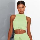Plain High Neck Cropped Top