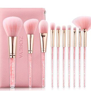 Set Of 10: Embellished Makeup Brush Pink - One Size