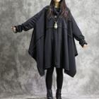 Batwing Long-sleeve Dress Black - One Size