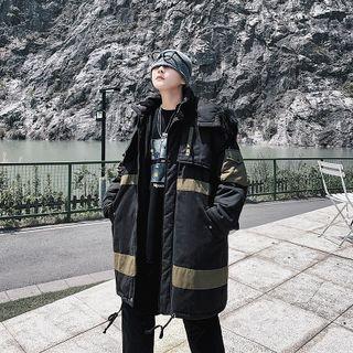 Hooded Zip-up Cargo Midi Coat