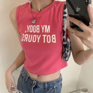 Lettering Tank Top Rose Pink - One Size