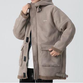 Long-sleeve Fleece Trim Hooded Jacket