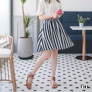 Unsymmetrical Striped A-line Skirt