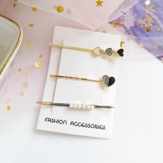 Set: Heart / Faux Pearl Hair Pin (assorted Designs)