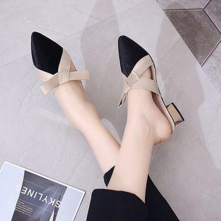 Color Block Block Heel Mules