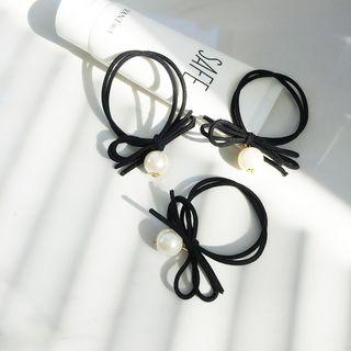 Faux Pearl Knotted Hair Tie Black - One Size