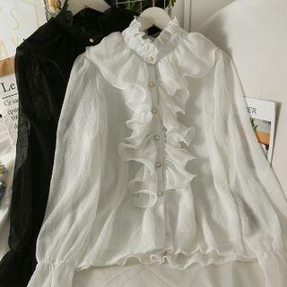 Ruffled Loose-fit Chiffon Shirt