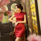 Embroidered Short Sleeve Qipao