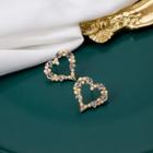 Faux Pearl Rhinestone Heart Dangle Earring E2961 - As Shown In Figure - One Size