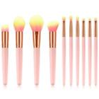 Set Of 10: Makeup Brush T-10-159 - Set Of 10 - Pink & Yellow - One Size