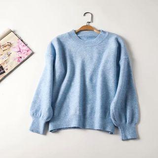 Balloon Sleeve Plain Sweater