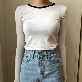 Tie-back Cropped Slim-fit T-shirt