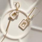 Asymmetrical Drop Earring 1 Pair - White & Gold - One Size