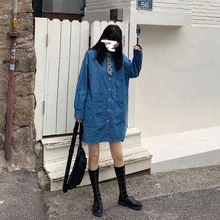 Long-sleeve Denim Mini Shirtdress