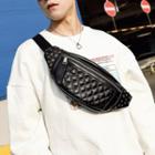 Faux Leather Quilted Studded Belt Bag Black - One Size