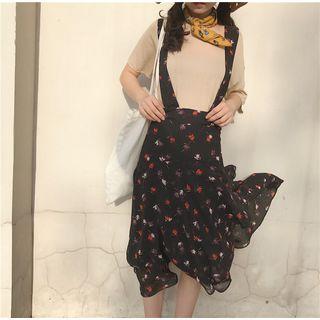 Floral Print Sleeveless Cropped Chiffon Culottes