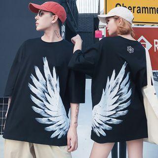 Couple Matching Short-sleeve Wings Print T-shirt