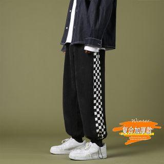 High-waist Color Block Corduroy Pants