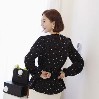 Heart Print Tie-waist Top