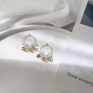 Alloy Star Faux Crystal Fringed Earring 1 Pair - Steel Needle - Stars - Gold - One Size