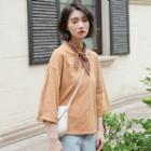 Plain 3/4-sleeve T-shirt Khaki - One Size